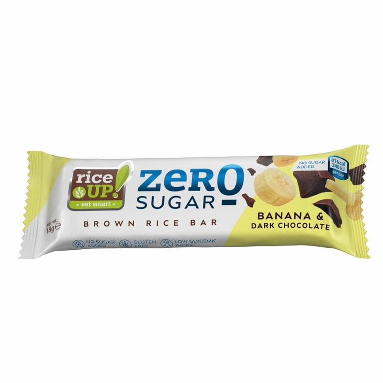 Rice UP! Gluten-free Bar Zero Sugar Banana Dark Chocolate 18g