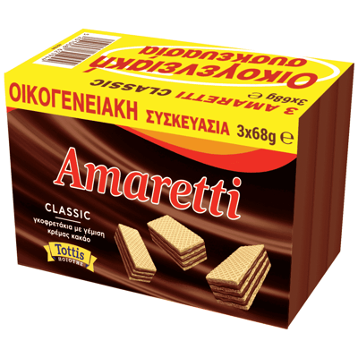 Amaretti Wafer Cookies Cocoa Cream 3x68g