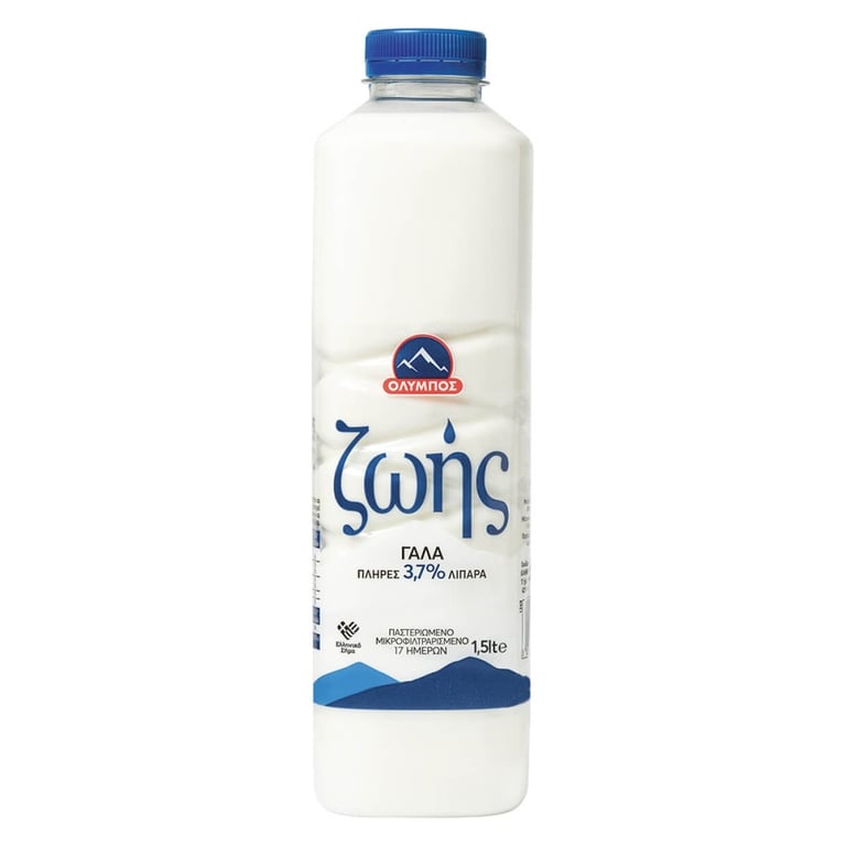 Όλυμπος Olympos Life Milk Full Fat Pasteurized 3.7% 1.5L