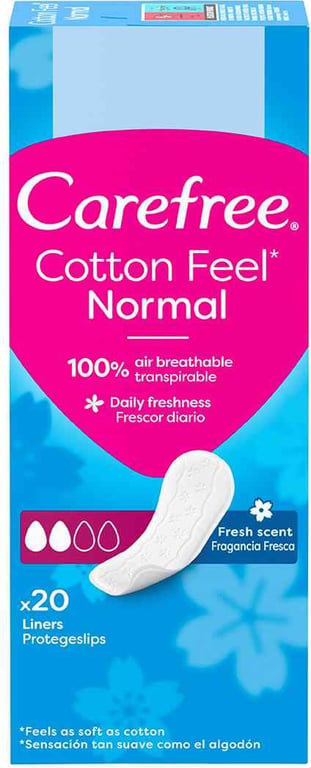 Carefree Panty Liners Cotton Feel Normal Fresh 20pcs