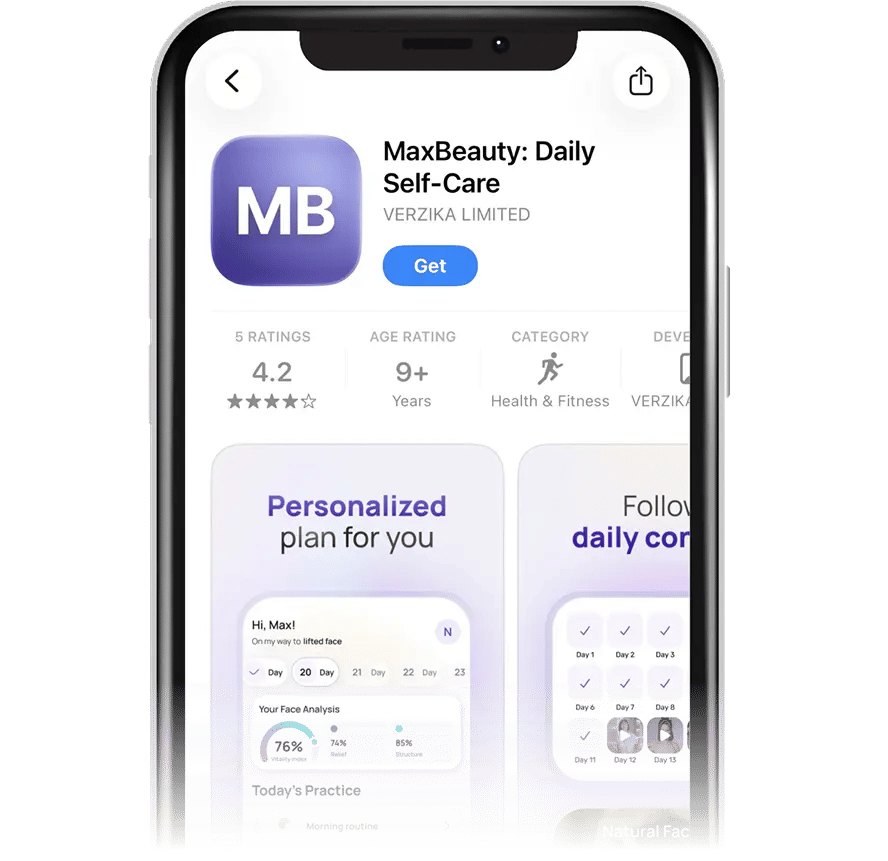The MaxBeauty: Daily Self-Care listing on the App Store, rated 4.2