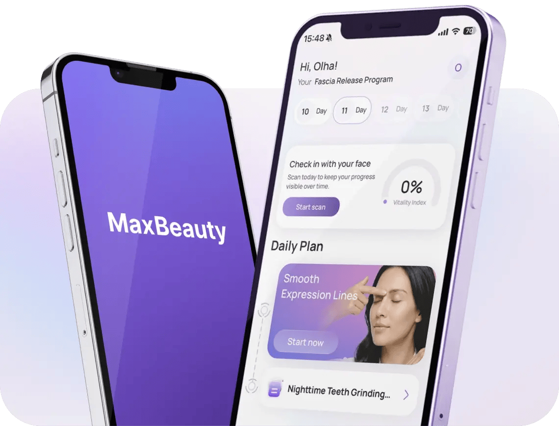 The MaxBeauty app showing a guided daily routine