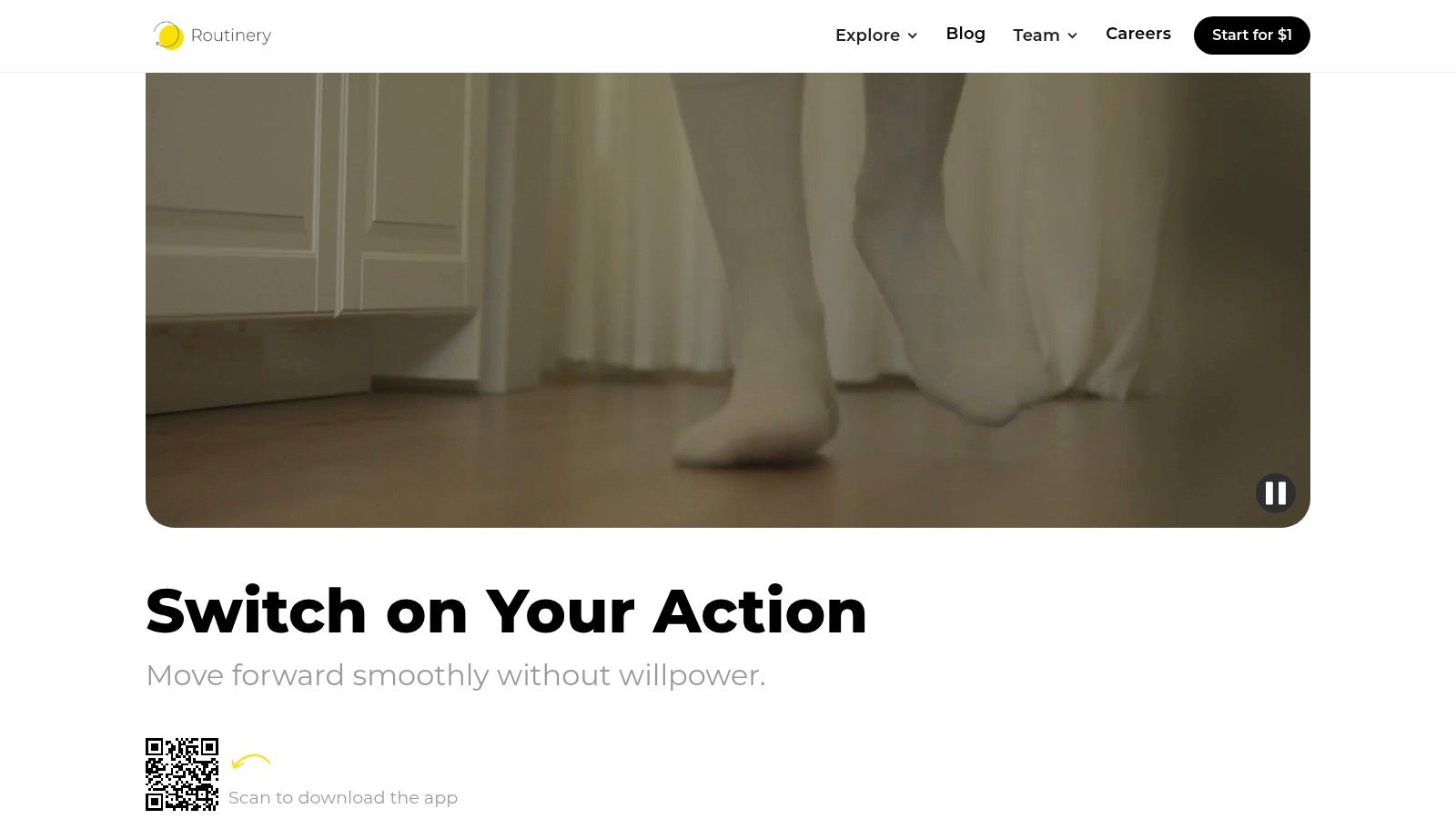 A person using the Routinery app while doing leg exercises, showing its application in daily activities.