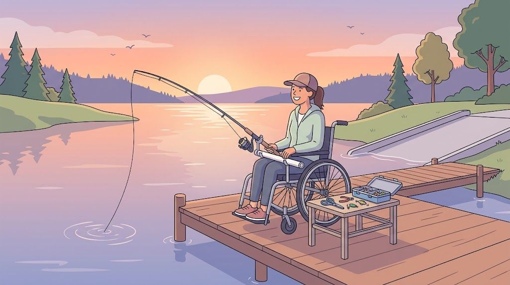 Adapted fishing equipment wheelchair fishing