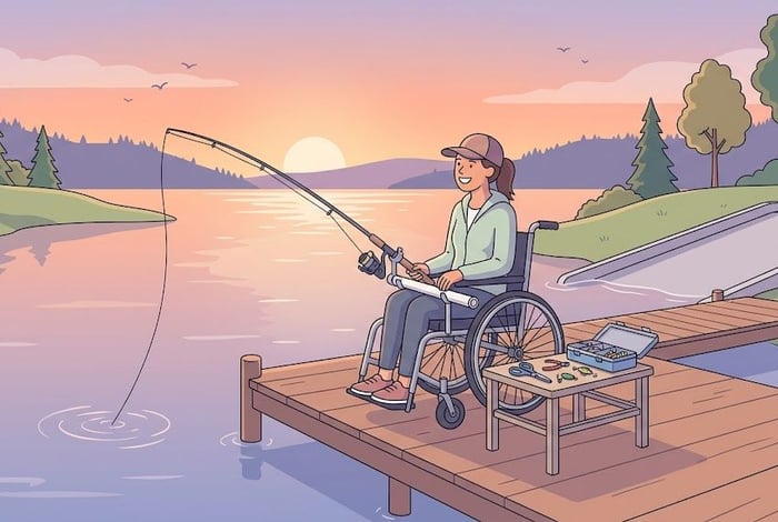 Adapted fishing equipment wheelchair fishing