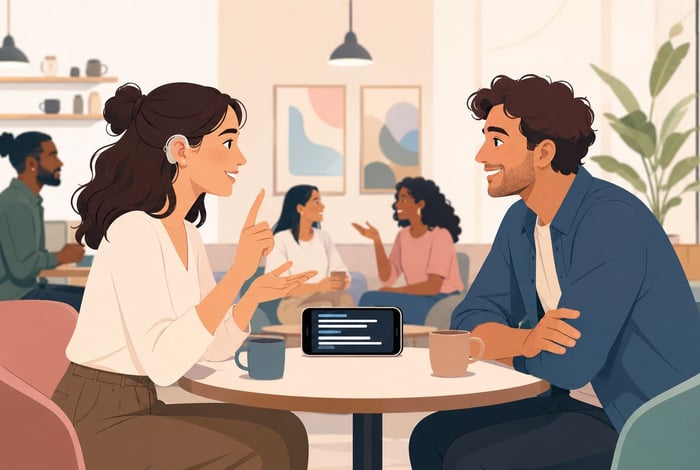 Hearing impaired dating couple conversation