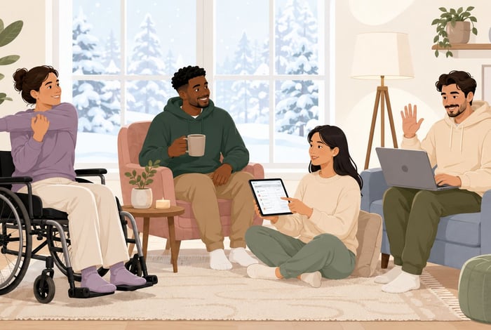 Mental health winter friends socializing