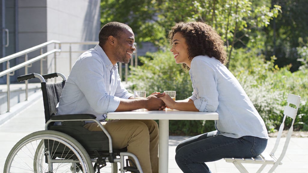Disabled dating romantic couple