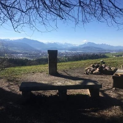 Der historische Milchsuppenstein auf der Grenze zwischen den Kantonen Zürich und Zug.