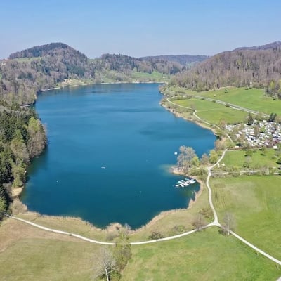 Luftbild vom Camping Türlersee. Das ist ein ganz besonderer Ort.