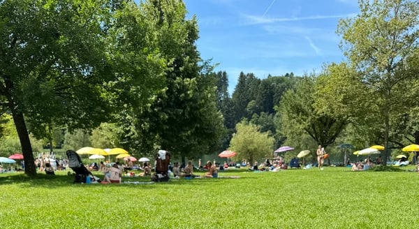 The lawn invites you to linger and relax.