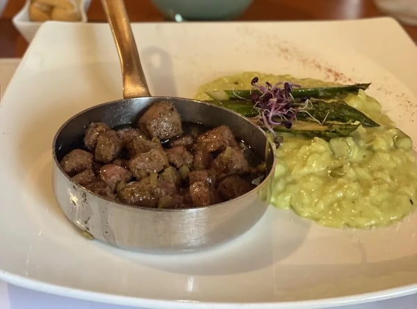 Liver with asparagus risotto - so delicious!