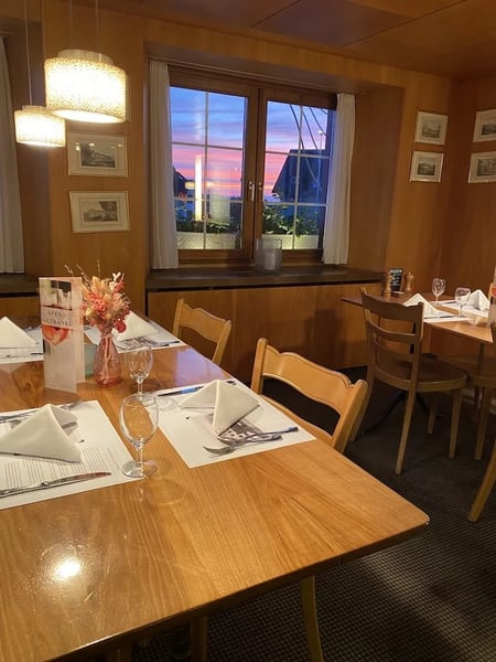 Sun set in the restaurant.