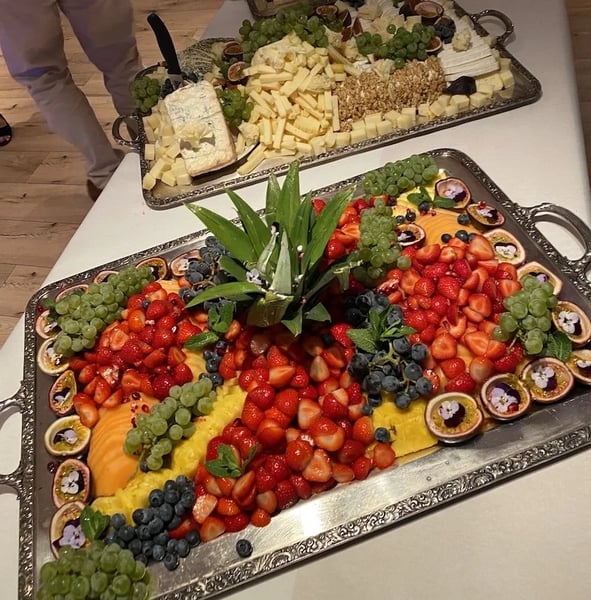 The elegant dessert buffet including a cheese platter is also a must at New Year's Eve.