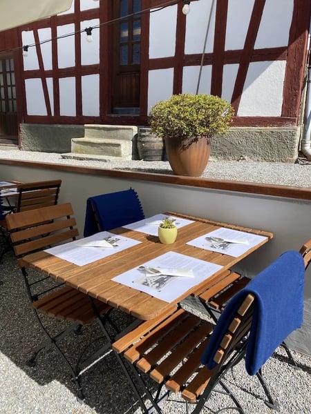 On a warm autumn day it is very nice in the garden of the Restaurant. 