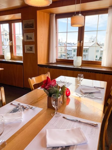Cozy restaurant tables with view over Hausen am Albis