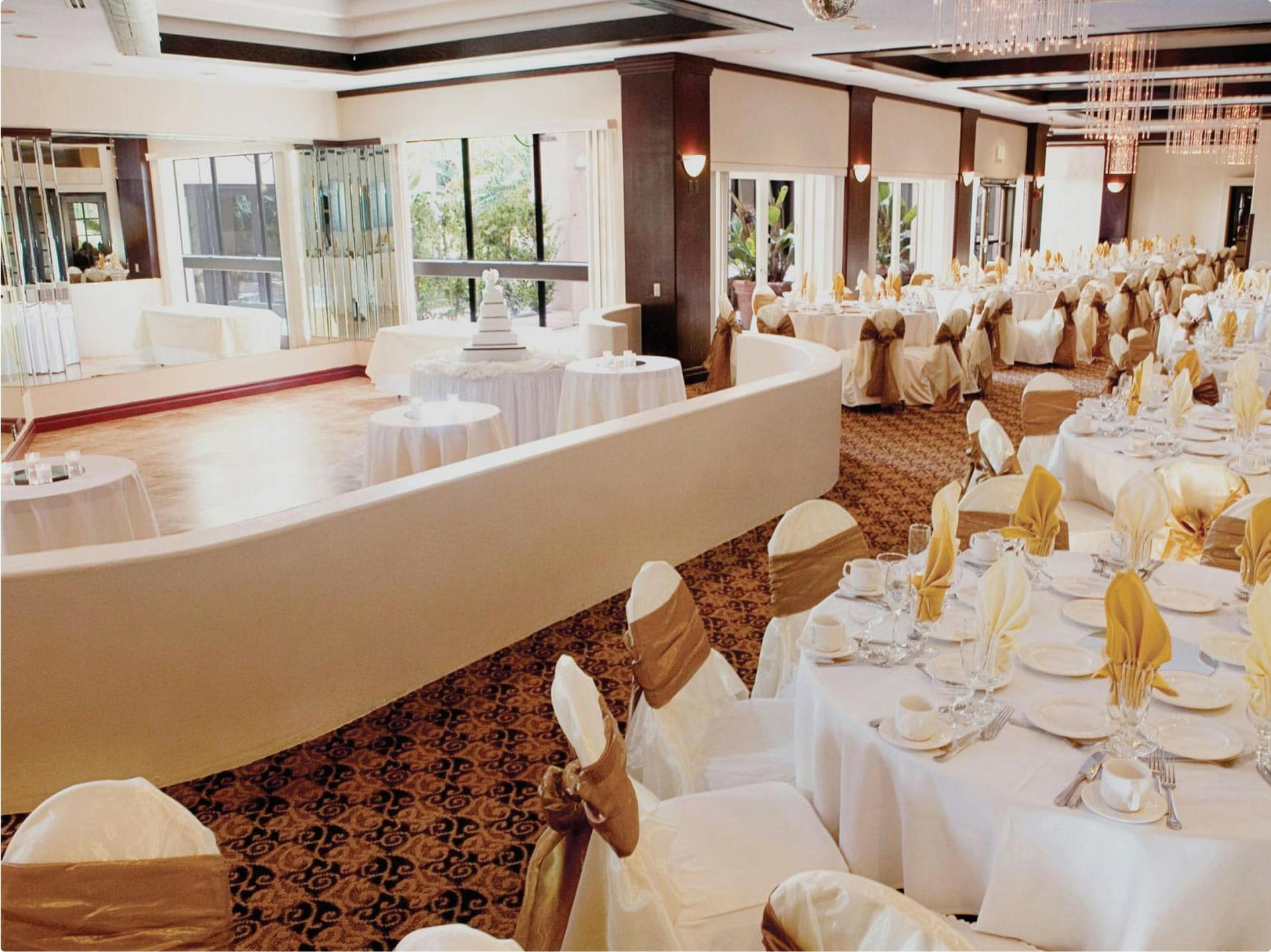 Wedding party dinner in a private event room at The Grand LB