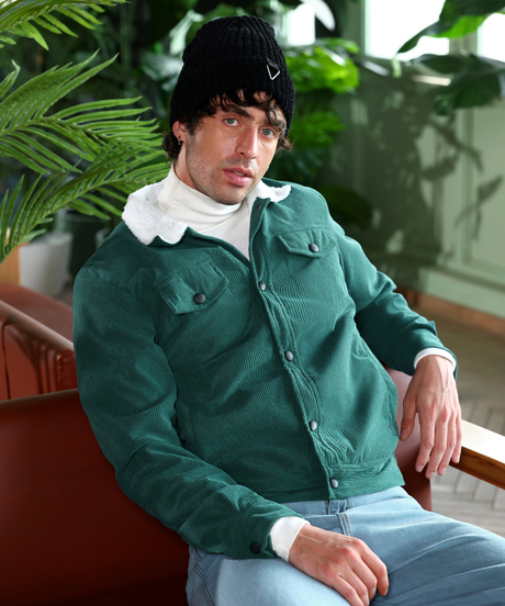 Mens Emerald Green Utility-Corduroy Jacket