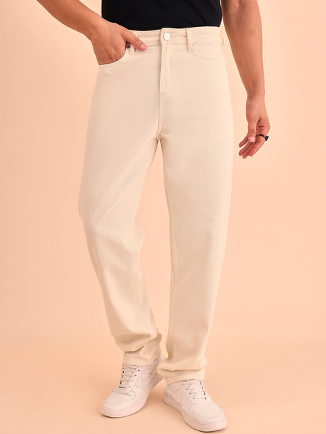 Men Relaxed Fit High Rise Cotton Jeans