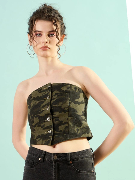 Abstract Printed Cotton Crop Top