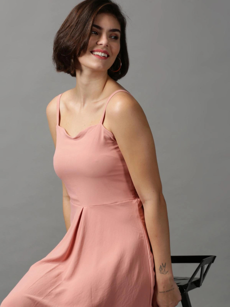 Peach Fit and Flare Dress