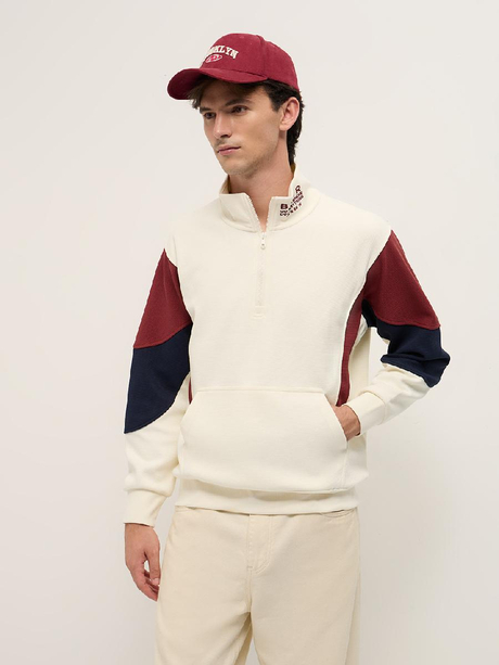 Mens White Regular Fit Color Block Casual T-shirt