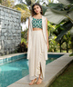  QISSA Womens Forest Green Geometric Knit-Drape Co-Ord Se