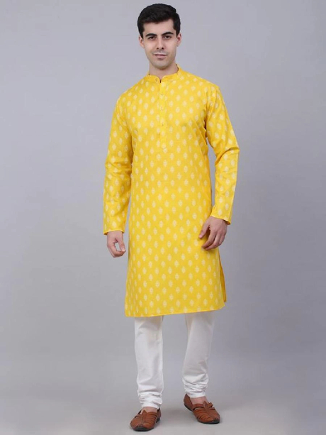 Mens Cotton Floral printed kurta Pyjama Set