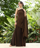  QISSA Womens Chocolate Brown Asymmetrical-Pleated Co-Ord QISSA Womens Chocolate Brown Asymmetrical-Pleated Co-Ord