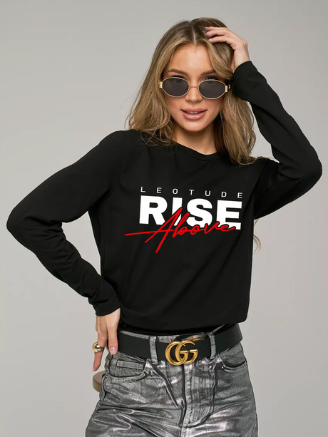 Women Boyfriend Fit Printed Full Sleeve Round Neck T-Shirt