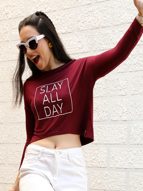 Maroon Red Slay All Day Top