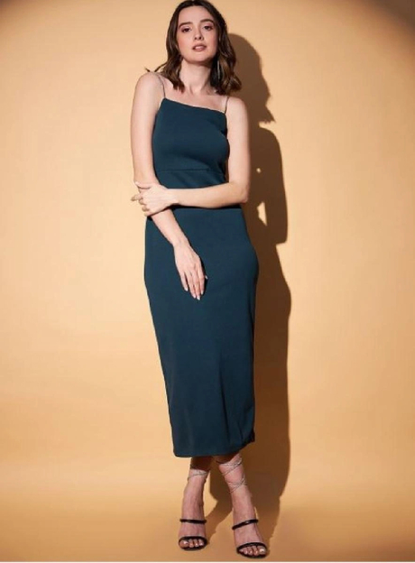 Sheath Shoulder Straps Midi Dress