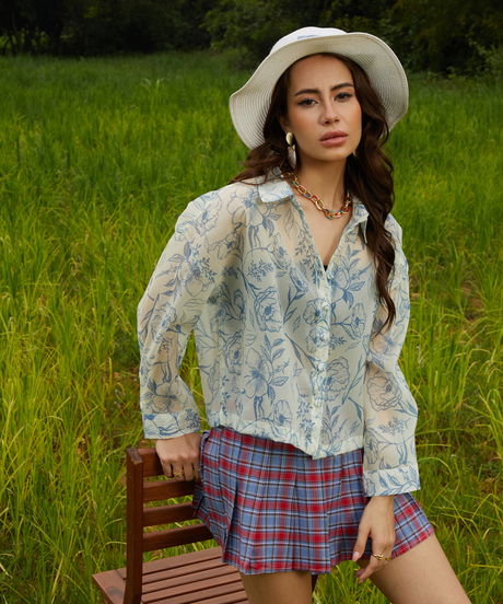 Womens Steel Blue Primrose Oversized Shirt