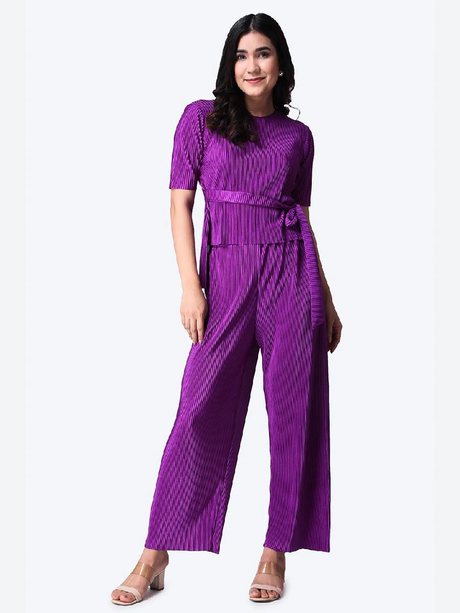 Popwings Self Design Women Top & Trousers Co-ords Set