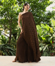  QISSA Womens Chocolate Brown Asymmetrical-Pleated Co-Ord