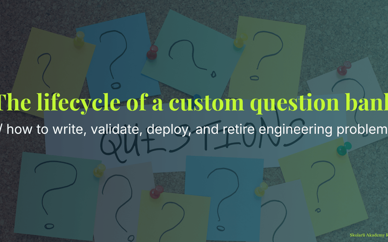 The lifecycle of a custom question bank - how to write, validate, deploy, and retire engineering problems