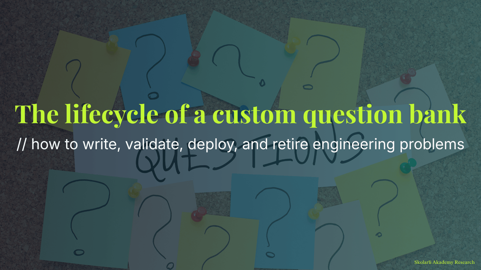 The lifecycle of a custom question bank - how to write, validate, deploy, and retire engineering problems
