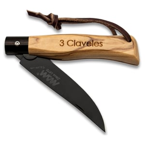 NAVAJA TITANIO CON CIERRE DE SEGURIDAD Y CORREA PIEL (90 mm)