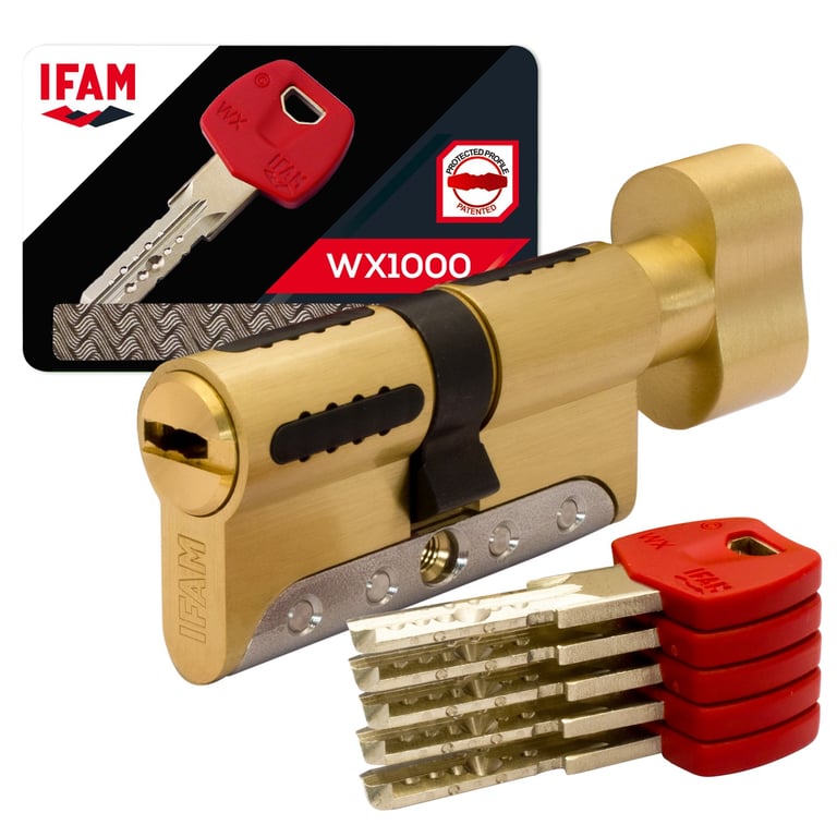 Cilindro Alta Seguridad WX1000, Pomo y Leva 15mm 35x30 Latón
