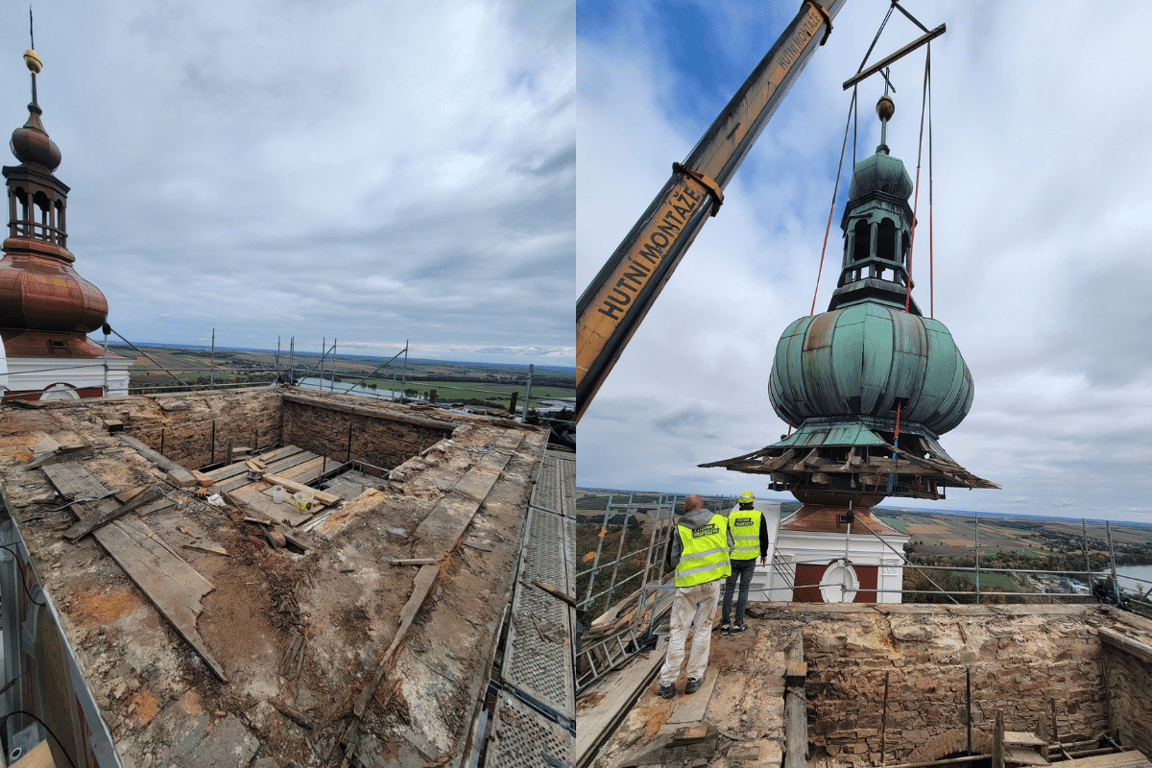 Věž kostela na Cvilíně je bez báně, čeká ji odborná prohlídka a oprava