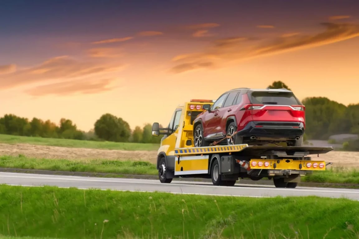Poškozené auto odváží asistenční služba