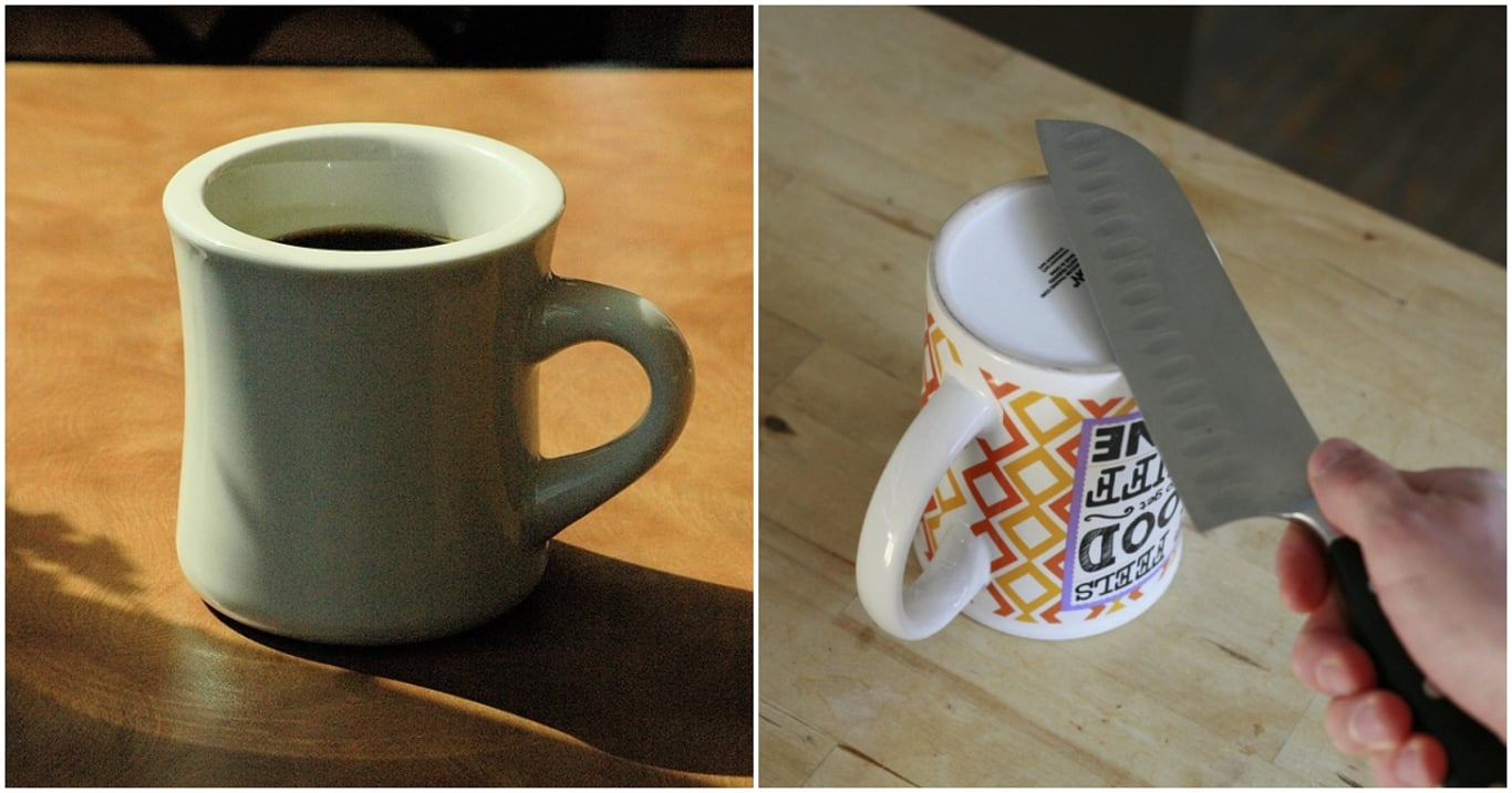 Obyčejný hrnek zvládne nabrousit nože stejně jako kvalitní brousek. Stačí vědět, kterou stranu použít