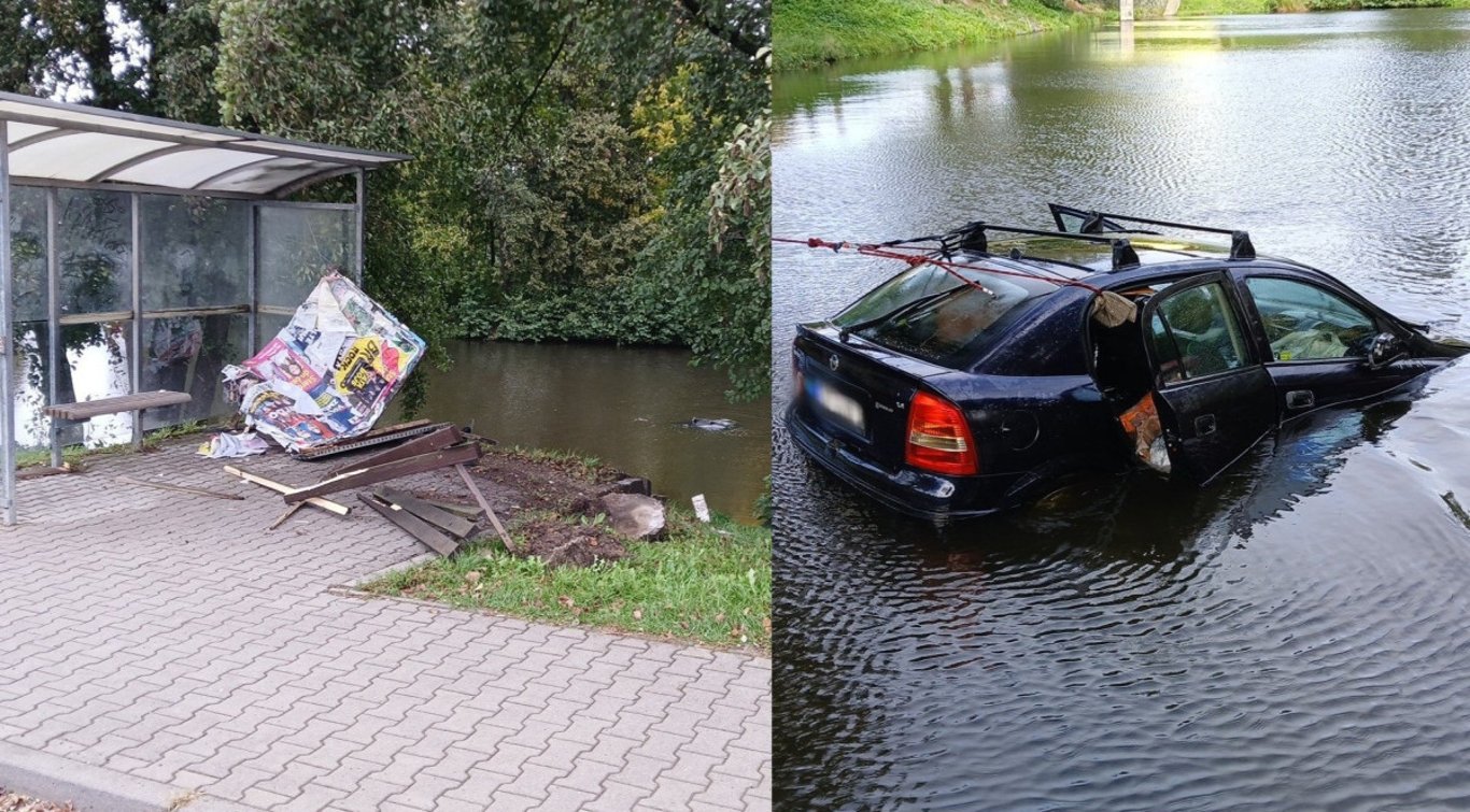 Auto se seniorem proletělo zastávkou, skočilo do rybníka a celé zmizelo pod vodou