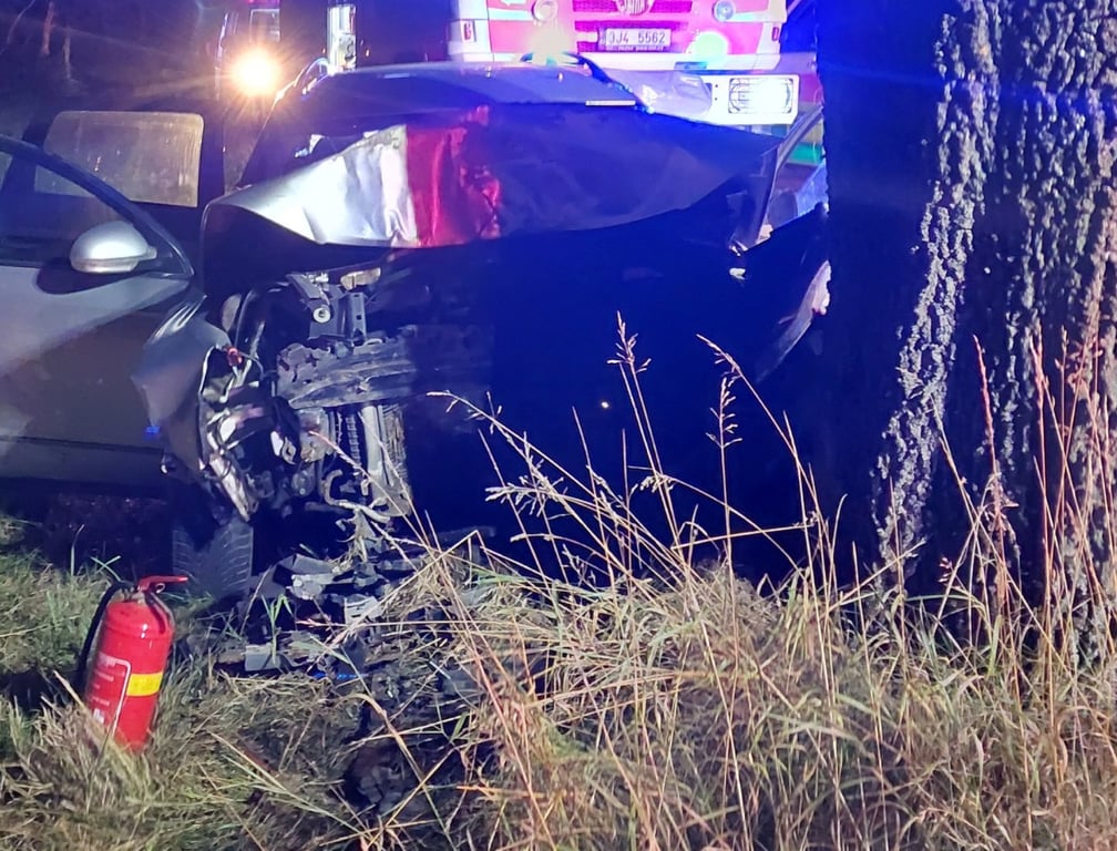 Mladý řidič narazil v noci u Býkovce do stromu, měl téměř jednu a půl promile