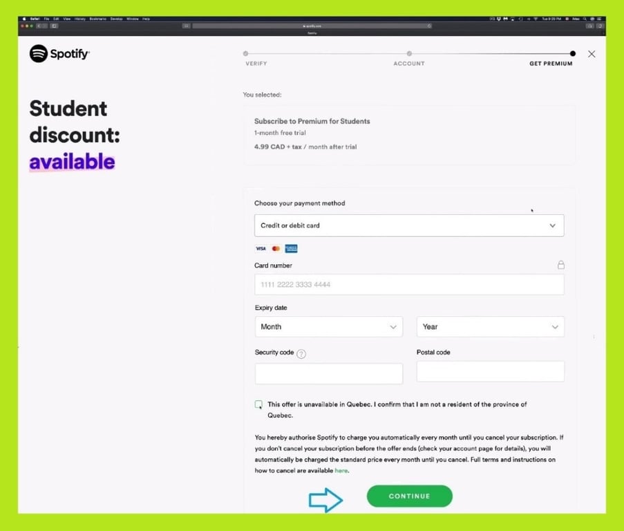 student discount available Spotify 