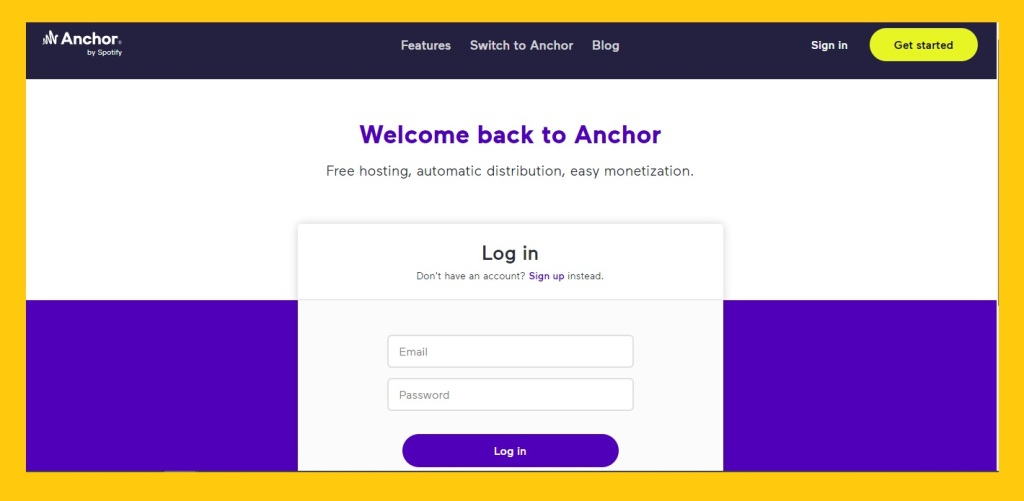anchor login form  - Spotify podcast - How to Spotify