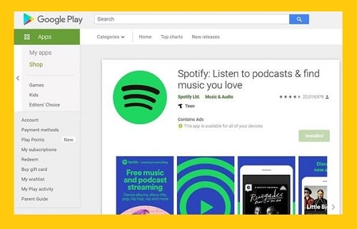 download the Spotify android app 