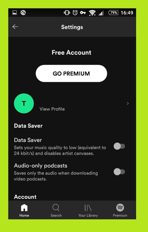 go premium Spotify account