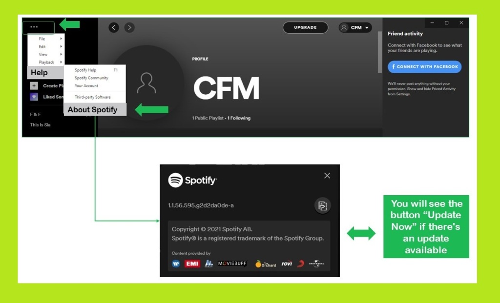 check Spotify app is an updated version   