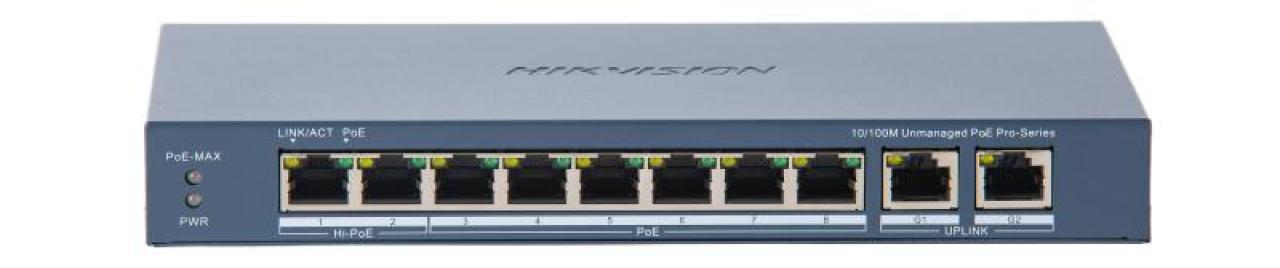 8 Portlu Hızlı Ethernet Yönetilmeyen PoE Switch